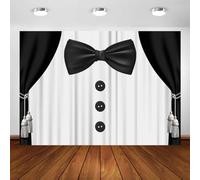 Gentleman 007 Bond Theme Backdrop Black White Suit Tie Background Little Man Party Supplies Shower Birthday Baptism Banner 200x140CM