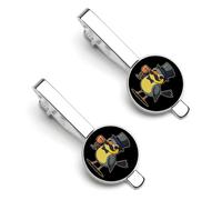 Gentleman Bird with Top Hat Men's Tie Clips Necktie Bar Pinch Clip Set of 2 Formal Business Wedding Accessories