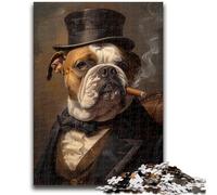 Gentleman Bulldog Jigsaw Puzzles for Adults Teenagers Jigsaws Puzzle,Relax Games Is Ideal As A Gift for The Whole Family (38X26cm)
