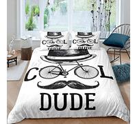 Gentleman Comforter Cover for Kids Boys Teen Adults Hat Moustache Creativity Duvet Cover Dude Bedding Set European Simplicity Bedspread Cover Bedroom Decor Bedcloths Single Black White