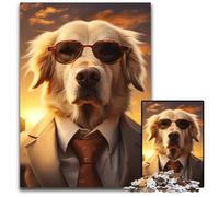 Gentleman Golden Retriever Adult Jigsaw Puzzles 1000 Pieces Jigsaw Puzzles BrainChallenging DIY Decorative Game Family Interactive Toy 1000 PCS(75x50cm)
