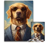 Gentleman Golden Retriever Adult Jigsaw Puzzles 1000 Pieces Jigsaw Puzzles BrainChallenging DIY Decorative Game Family Interactive Toy 1000 PCS(75x50cm)
