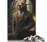Gentleman Grizzly Jigsaw Puzzles Puzzle for Adults Kids. 1000 Pieces Impossible Challenge Toy Educational Game Home Decoration for Adults& Kids Age 14 Years Up 1000pcs (75x50cm)