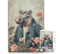 Gentleman Hippo 1000 Piece Jigsaw Puzzle for Teenagers Interactive Logical Thinking Game Ideal Memorable Occasion Gift Size 50x75cm