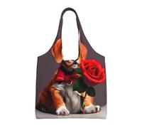 Gentleman-like dog Printed Canvas Bag Women's Fashion Shoulder Tote Bag Lightweight Shopping Bag