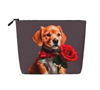 Gentleman-Like Dog Versatile Fake Hemp Makeup Bag - Travel Toiletry Organizer, Perfect for Daily Use, Business Trips and More.