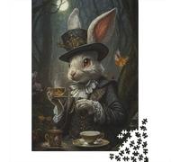 Gentleman Rabbit Afternoon Tea 1000 Piece Jigsaw Puzzle Jigsaw Puzzle for Adults Paper Puzzle Relax Focus 38x26cm/1000pcs