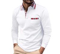 Gentleman Sleeve Tops for Men White Blouses 16Th Birthday Gifts Boy Running Hiking Men's Fashion Spring and Autumn Casual Long Sleeve Button Solid Color Long Sleeve T Shirt Top Clearance Bargains