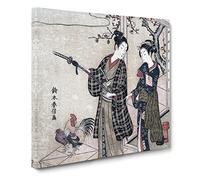 Gentleman Taking Leave of His Lady by Harunobu Suzuki Canvas Print | Gallery Wrapped 30mm Frame Wall Art | 14x14 inches | Ready to Hang | Modern People Picture | Living Room Bedroom Lounge Office
