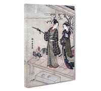 Gentleman Taking Leave of His Lady by Harunobu Suzuki Canvas Print | Gallery Wrapped 30mm Frame Wall Art | 30x20 inches | Ready to Hang | Modern People Picture | Living Room Bedroom Lounge Office