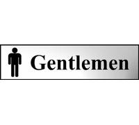 Gentleman toilet door Safety Sign - polished chrome effect plastic - 200 x 50mm