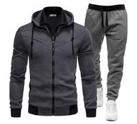 Gentleman Tracksuit Men's Suits Winter Autumn Sporty Patchwork Hooded Jacket Trousers Two Piece Set Casual Long Sleeve Outfit Comfortable Sportswear Suit Yellow Children, gray, L