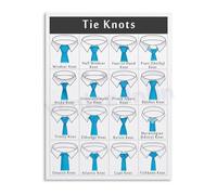 Gentleman's Tie Knots Guide Poster Canvas Wall Art How To Tie A Necktie Tutorial for Dressing Room Closet Decor(Framed,08x12inch(20x30cm))