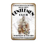 Gentlemen Club Metal Signs Whiskey & Cigar Retro Bar Decor Club Decor Home Wall Decoration Plaque 8x12 Inches