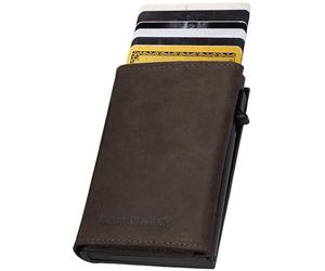 Gentlemen's® Cardholder - Men's Dark Brown Genuine Leather Slim Wallet with Coin Compartment & RFID Protection