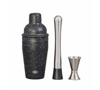 Gentlemen's Hardware Cocktail Shaker Muddler and Jigger Bartender's Mixology Kit, 3-Piece, 18/8 Stainless Steel, Black