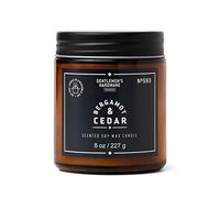 Gentlemen's Hardware Soy Wax Scented Candle, Amber Glass Jar, Bergamot & Cedar, 8oz / 227g