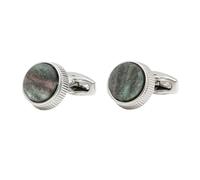 Gentlemen's Starlight Stone Pattern Men's Cufflinks Green Marble Patterned Round Silver Shirt Button Cover Decoration Accessory