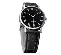 Gentlemen's Timekeeper - Elegant Leather Strap Watch, Classic Roman Numerals | Durable Waterproof Case, Precision Analog Display, Sophisticated Design for Offices, Evening, Abb, Black Face,