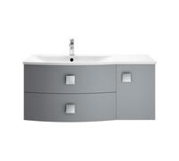 Balterley Gentleshaw Contemporary 1 Door 2 Drawer Left-Hand Wall Hung Vanity Unit With Curved Basin, Dove Grey, 1000mm