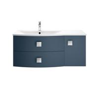Balterley Gentleshaw Contemporary 1 Door 2 Drawer Left-Hand Wall Hung Vanity Unit With Curved Basin, Mineral Blue, 1000mm