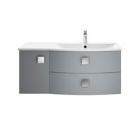 Balterley Gentleshaw Contemporary 1 Door 2 Drawer Right-Hand Wall Hung Vanity Unit With Curved Basin, Dove Grey, 1000mm