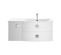 Balterley Gentleshaw Contemporary 1 Door 2 Drawer Right-Hand Wall Hung Vanity Unit With Curved Basin, Moon White, 1000mm