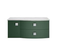 Balterley Gentleshaw Contemporary 1 Drawer Right-Hand Wall Hung Vanity Unit With Marble Worktop, Hunter Green, 1000mm