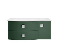 Balterley Gentleshaw Contemporary Left-Hand Wall Hung Vanity Unit With Marble Worktop, Hunter Green, 1000mm