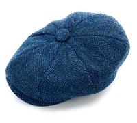 Gents Authentic Harris Tweed Baker Boy Shelby Cap Navy Herringbone (Made in UK) (M (56-57cm))