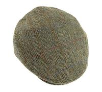 Gents Authentic Harris Tweed County Flat Cap GH0495 (Green Herringbone, Extra Large)