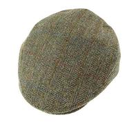 Gents Authentic Harris Tweed County Flat Cap GH0495 (Green Herringbone, Large)