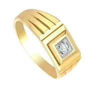 Gents Diamond Solitaire Signet Ring 9K Yellow Gold Men's Engagement British Made / Size: X
