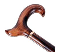 Gents Handcrafted Scorched Handle Wooden Derby Cane With Collar Walking Stick Mens Ladies - 95cm (37") (Natural)
