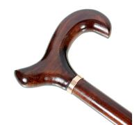 Gents Handcrafted Scorched Handle Wooden Derby Cane With Collar Walking Stick Mens Ladies - 95cm (37") (Scorched Brown)