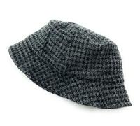 Gents Harris Tweed Fishing Hat, Authentic Scottish Made (UK, Alpha, L, Grey & Black Dogtooth)