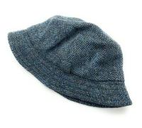 Gents Harris Tweed Fishing Hat, Authentic Scottish Made (UK, Alpha, M, Blue Fleck)