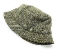 Gents Harris Tweed Fishing Hat, Authentic Scottish Made (UK, Alpha, M, Green Fleck)