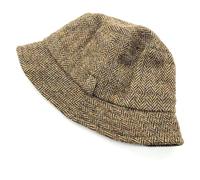 Gents Harris Tweed Fishing Hat, Authentic Scottish Made (UK, Alpha, S, Brown Herringbone)