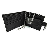 GENTS LEATHER WALLET AND CHAIN (086) (BLACK)