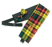 Gents Pure Wool Tartan Cummerbund & Bow-Tie Set Available in a Selection of Tartans - Made in Scotland (Buchanan Modern)