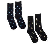 Gents Socks Set | Monster Nessie, Highland Cow, Scottish Saltire & Whisky Design | Cotton Blend | Scottish Heritage Novelty | Scottish Souvenir Gift for Men