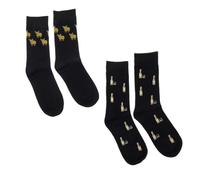 Gents Socks Set | Monster Nessie, Highland Cow, Scottish Saltire & Whisky Design | Cotton Blend | Scottish Heritage Novelty | Scottish Souvenir Gift for Men
