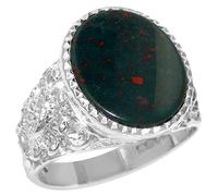 Gents Solid 925 Sterling Silver Natural Bloodstone Mens Mans Signet Ring, Made in England - Size U 1/2
