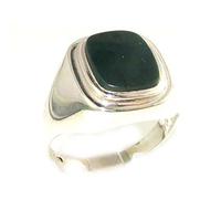 Gents Solid 925 Sterling Silver Natural Bloodstone Mens Mans Signet Ring, Made in England - Size Z+3