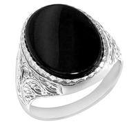 Gents Solid 925 Sterling Silver Ring, Natural Onyx Mens Signet Ring, Made in England - Size Z+1