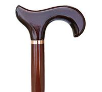 Gents Wooden Derby Cane with Collar Walking Stick in Dark Brown Wood Stain 94cm (37") Height