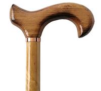 Gents Wooden Scorched Derby Cane with Collar Walking Stick with Natural Wood Stain 94cm (37") Height