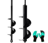 Genubi Industry 2 Count Garden Auger Drill Bit Set - 1.6" x 9" & 3" x 12" Spiral Augers for Bulb, Bedding Plants & Umbrella Holes - Fits 3/8" Hex Drive Drill