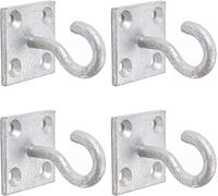 GENUEN® 4 X 50mm Galvanised Hooks On Plates, Chain Plate Hook Galvanised